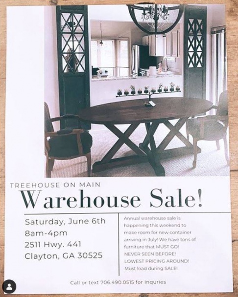 Treehouse Warehouse Sale